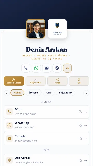 Avukat & Hukuk Bürosu dijital kartvizit örneği
