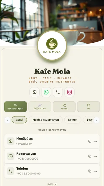 Kafe & Restoran dijital kartvizit örneği